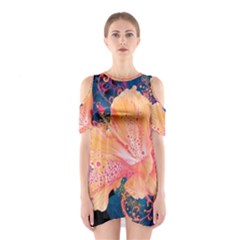 Abstract Art Artistic Bright Colors Contrast Flower Nature Petals Psychedelic Shoulder Cutout One Piece Dress