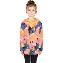 Abstract Art Artistic Bright Colors Contrast Flower Nature Petals Psychedelic Kids  Double Breasted Button Coat by Sarkoni