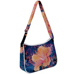 Abstract Art Artistic Bright Colors Contrast Flower Nature Petals Psychedelic Zip Up Shoulder Bag by Sarkoni