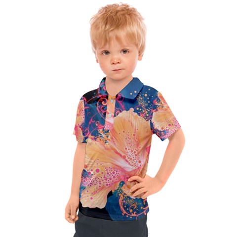 Abstract Art Artistic Bright Colors Contrast Flower Nature Petals Psychedelic Kids  Polo T-shirt by Sarkoni