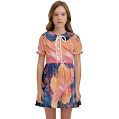Abstract Art Artistic Bright Colors Contrast Flower Nature Petals Psychedelic Kids  Sweet Collar Dress by Sarkoni