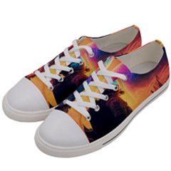 Illustration Trippy Psychedelic Astronaut Landscape Planet Mountains Men s Low Top Canvas Sneakers by Sarkoni