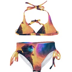 Illustration Trippy Psychedelic Astronaut Landscape Planet Mountains Kids  Classic Bikini Set by Sarkoni