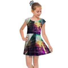 Tropical Forest Jungle Ar Colorful Midjourney Spectrum Trippy Psychedelic Nature Trees Pyramid Kids  Cap Sleeve Dress