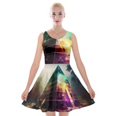 Tropical Forest Jungle Ar Colorful Midjourney Spectrum Trippy Psychedelic Nature Trees Pyramid Velvet Skater Dress