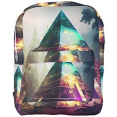 Tropical Forest Jungle Ar Colorful Midjourney Spectrum Trippy Psychedelic Nature Trees Pyramid Full Print Backpack