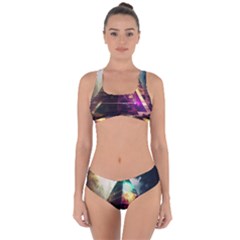 Tropical Forest Jungle Ar Colorful Midjourney Spectrum Trippy Psychedelic Nature Trees Pyramid Criss Cross Bikini Set