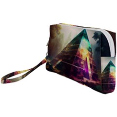 Tropical Forest Jungle Ar Colorful Midjourney Spectrum Trippy Psychedelic Nature Trees Pyramid Wristlet Pouch Bag (small) by Sarkoni