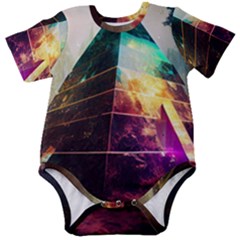 Tropical Forest Jungle Ar Colorful Midjourney Spectrum Trippy Psychedelic Nature Trees Pyramid Baby Short Sleeve Bodysuit by Sarkoni
