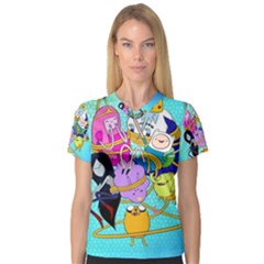 Adventure Time Cartoon V-neck Sport Mesh T-shirt