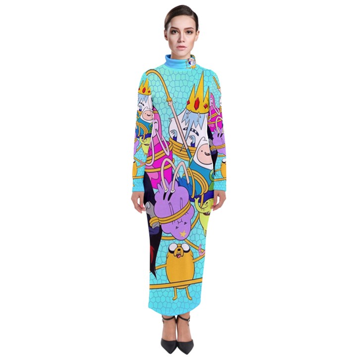 Adventure Time Cartoon Turtleneck Maxi Dress