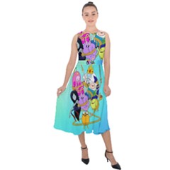 Adventure Time Cartoon Midi Tie-Back Chiffon Dress