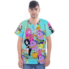 Adventure Time Cartoon Men s V-Neck Scrub Top