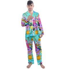 Adventure Time Cartoon Men s Long Sleeve Satin Pajamas Set