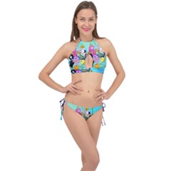 Adventure Time Cartoon Cross Front Halter Bikini Set