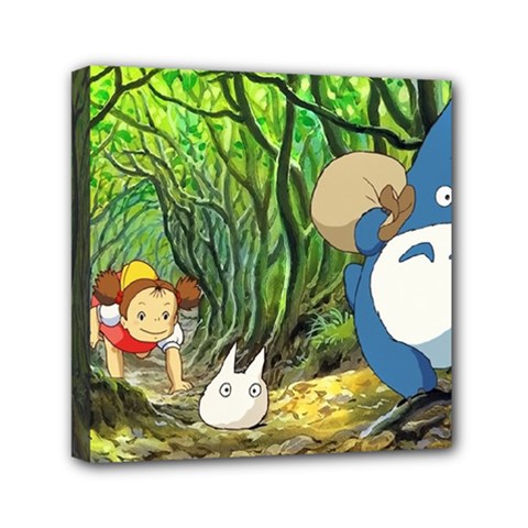 Anime My Neighbor Totoro Jungle Mini Canvas 6  X 6  (stretched) by Sarkoni