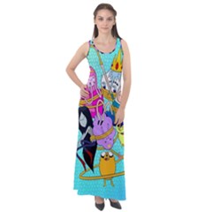 Adventure Time Cartoon Sleeveless Velour Maxi Dress