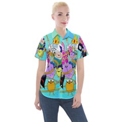 Adventure Time Cartoon Women s Short Sleeve Pocket Shirt