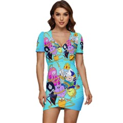 Adventure Time Cartoon Low Cut Cap Sleeve Mini Dress