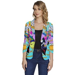 Adventure Time Cartoon Women s One-Button 3/4 Sleeve Short Jacket