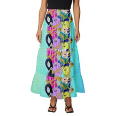 Adventure Time Cartoon Tiered Ruffle Maxi Skirt