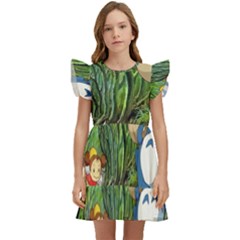 Anime My Neighbor Totoro Jungle Kids  Winged Sleeve Dress by Sarkoni