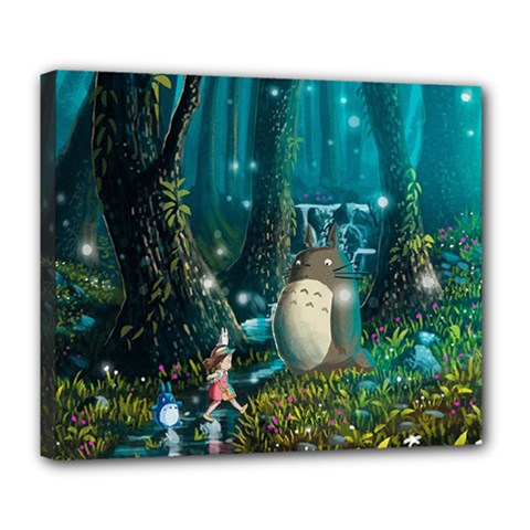 Anime My Neighbor Totoro Jungle Natural Deluxe Canvas 24  X 20  (stretched) by Sarkoni