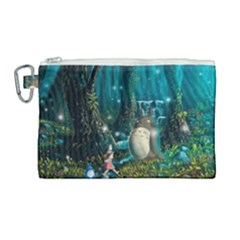 Anime My Neighbor Totoro Jungle Natural Canvas Cosmetic Bag (large)