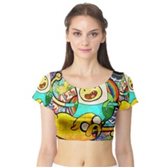 Painting Illustration Adventure Time Psychedelic Art Short Sleeve Crop Top