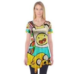 Painting Illustration Adventure Time Psychedelic Art Short Sleeve Tunic 