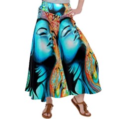 Color Detail Dream Fantasy Neon Psychedelic Teaser Women s Satin Palazzo Pants