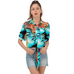 Color Detail Dream Fantasy Neon Psychedelic Teaser Tie Front Shirt  by Sarkoni