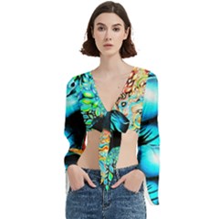 Color Detail Dream Fantasy Neon Psychedelic Teaser Trumpet Sleeve Cropped Top