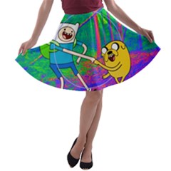 Jake And Finn Adventure Time Landscape Forest Saturation A-line Skater Skirt by Sarkoni