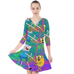 Jake And Finn Adventure Time Landscape Forest Saturation Quarter Sleeve Front Wrap Dress