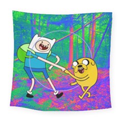 Jake And Finn Adventure Time Landscape Forest Saturation Square Tapestry (large)