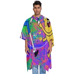 Jake And Finn Adventure Time Landscape Forest Saturation Men s Hooded Rain Ponchos
