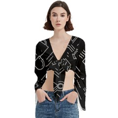 Coffee Background Trumpet Sleeve Cropped Top