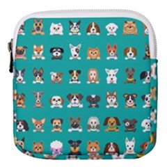 Different Type Vector Cartoon Dog Faces Mini Square Pouch