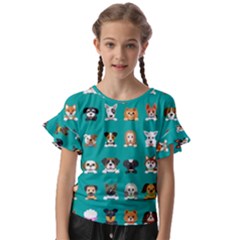 Different Type Vector Cartoon Dog Faces Kids  Cut Out Flutter Sleeves by Bedest