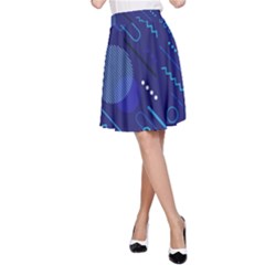 Classic Blue Background Abstract Style A-line Skirt by Bedest