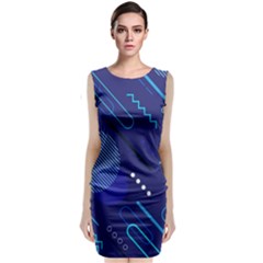 Classic Blue Background Abstract Style Classic Sleeveless Midi Dress by Bedest
