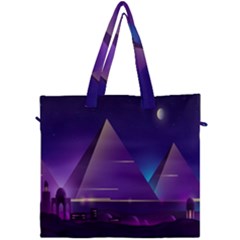 Egyptian Pyramids Night Landscape Cartoon Canvas Travel Bag by Bedest