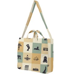 Egyptian Flat Style Icons Square Shoulder Tote Bag