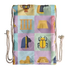 Egypt Icons Set Flat Style Drawstring Bag (large) by Bedest