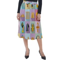 Egypt Icons Set Flat Style Classic Velour Midi Skirt  by Bedest