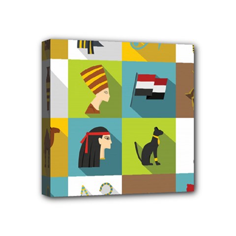 Egypt Travel Items Icons Set Flat Style Mini Canvas 4  X 4  (stretched) by Bedest