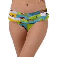 Egypt Travel Items Icons Set Flat Style Frill Bikini Bottoms by Bedest