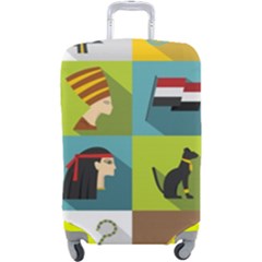 Egypt Travel Items Icons Set Flat Style Luggage Cover (large) by Bedest