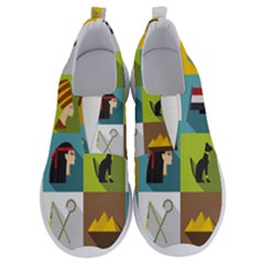 Egypt Travel Items Icons Set Flat Style No Lace Lightweight Shoes by Bedest